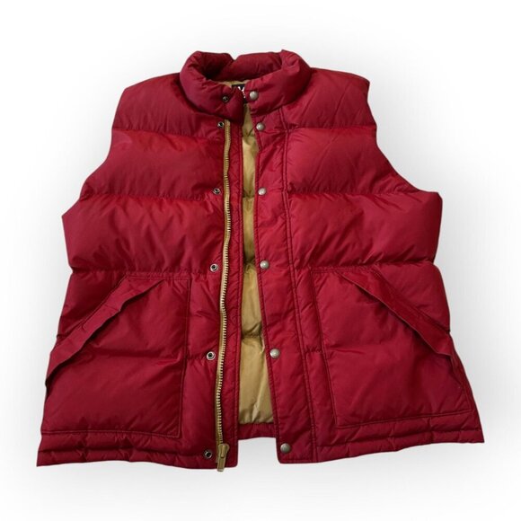 Lands End Men's Large Down Puffer Vest, Quilted Snap/Full Zip 600 Fill. Red - Picture 5 of 11